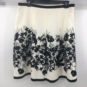 COPY - Loft black and off-white linen floral skirt size 8